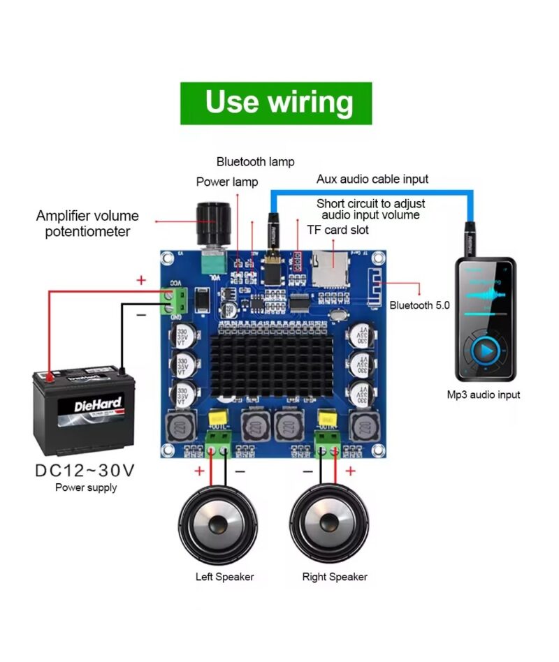ماژول آمپلی فایر بلوتوثی استریو 100W XH-A105 - تصویر 2